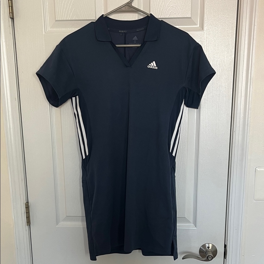 Adidas Dark Blue Sports Dress with White Stripes